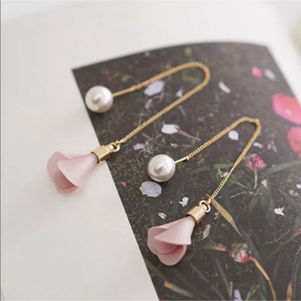 Flower Drop Long Chain Dangle Earrings (as… - Picture 16 of 16